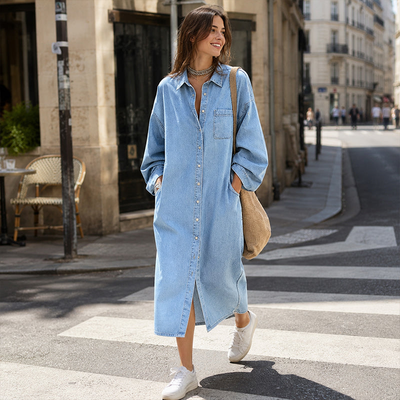 Arlestia - Easy-Care Shirt Dress - Light Blue