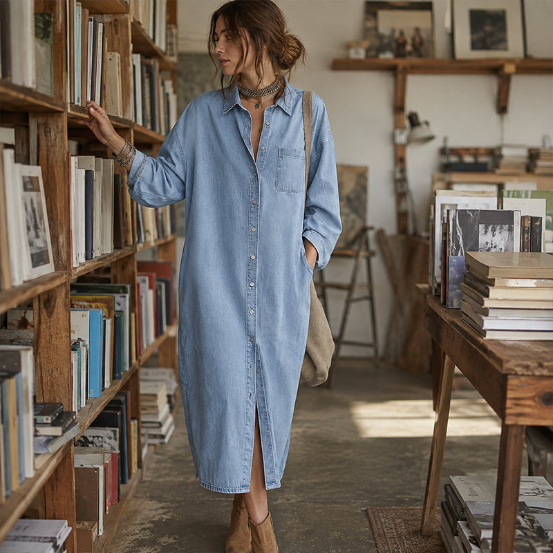 Arlestia - Easy-Care Shirt Dress - Light Blue