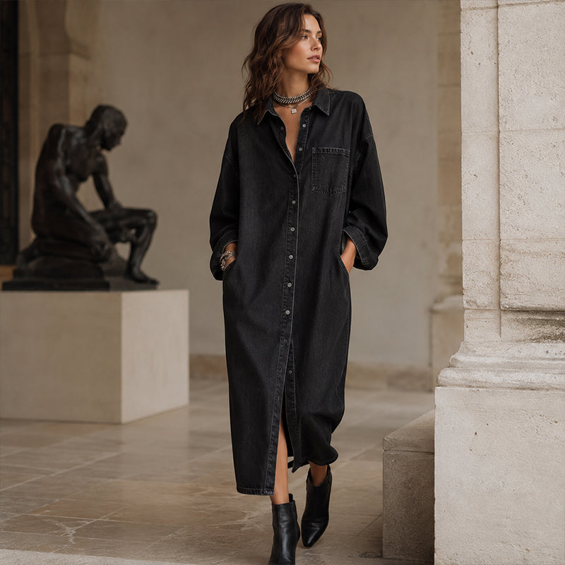 Arlestia - Easy-Care Shirt Dress - Dark Blue