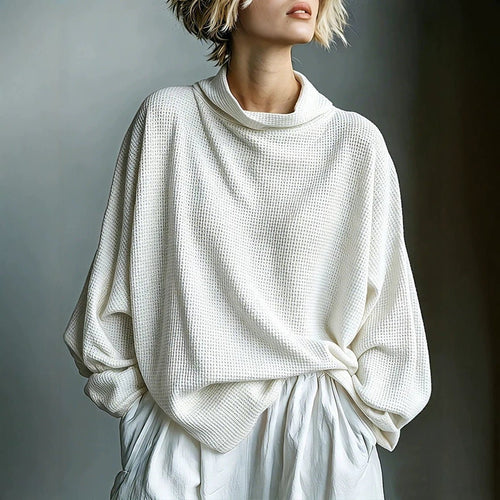 Aella - Textured Oversized High-Neck Top - White