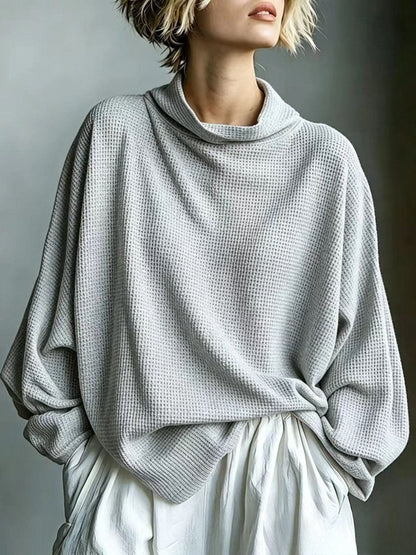 Aella - Textured Oversized High-Neck Top - Black
