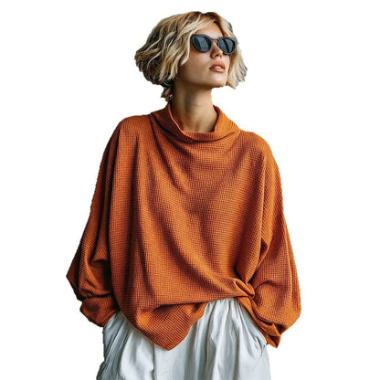 Aella - Textured Oversized High-Neck Top - Black