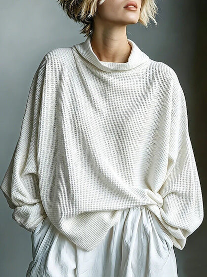 Aella - Textured Oversized High-Neck Top - White