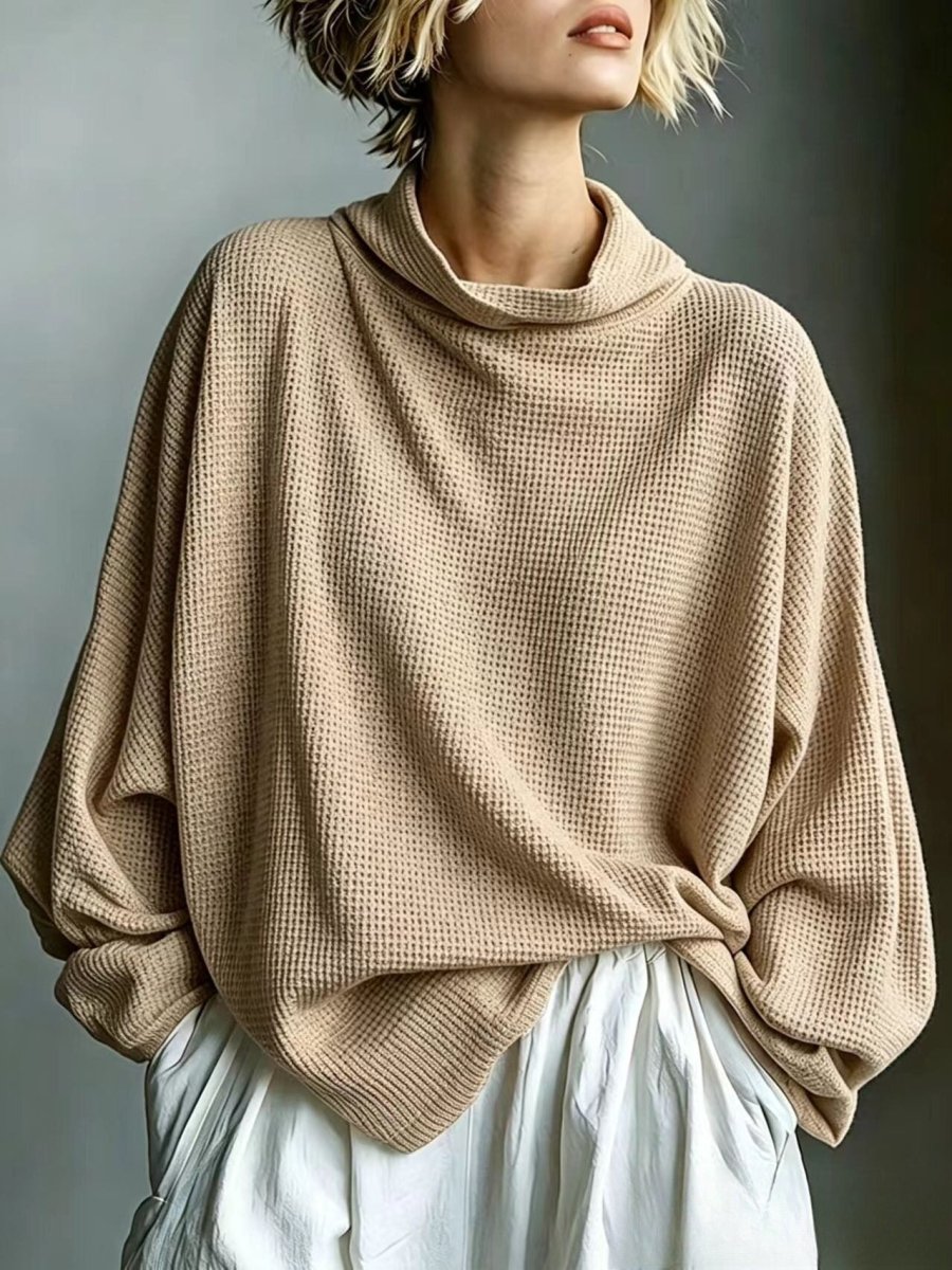 Aella - Textured Oversized High-Neck Top - Black