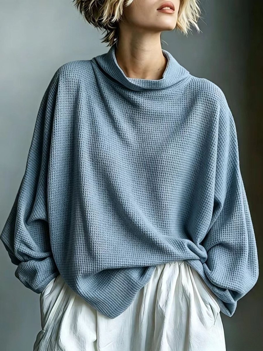 Aella - Textured Oversized High-Neck Top - Black