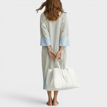 Florene - Lightweight Striped Midi Dress - Sky Blue