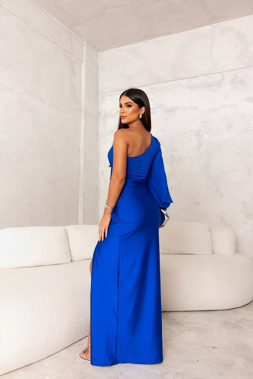 Xiomara - Soft-Touch One-Shoulder Maxi Dress - Blue